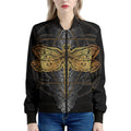 Boho Spiritual Dragonfly Print Women's Bomber Jacket