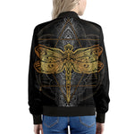 Boho Spiritual Dragonfly Print Women's Bomber Jacket