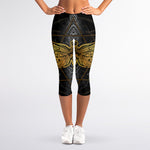 Boho Spiritual Dragonfly Print Women's Capri Leggings