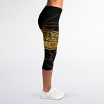 Boho Spiritual Dragonfly Print Women's Capri Leggings