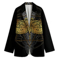Boho Spiritual Dragonfly Print Women's Cotton Blazer