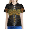 Boho Spiritual Dragonfly Print Women's Polo Shirt
