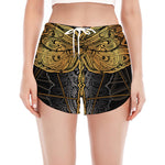 Boho Spiritual Dragonfly Print Women's Split Running Shorts