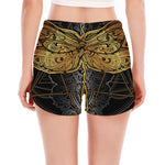 Boho Spiritual Dragonfly Print Women's Split Running Shorts