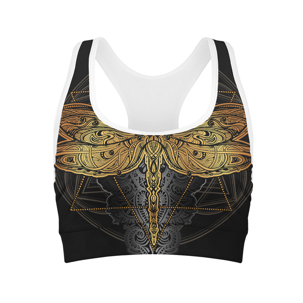 Boho Spiritual Dragonfly Print Women's Sports Bra
