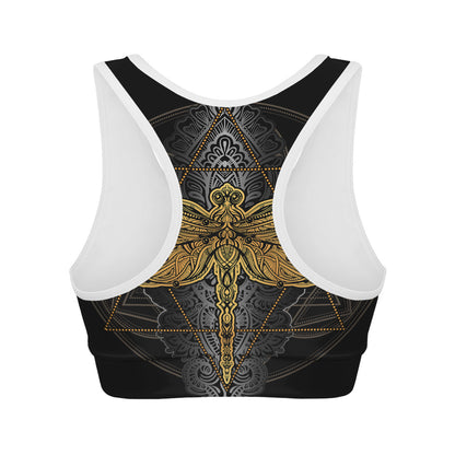 Boho Spiritual Dragonfly Print Women's Sports Bra