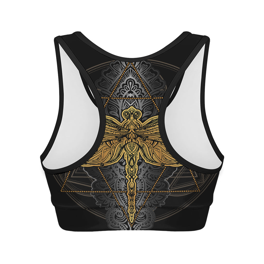 Boho Spiritual Dragonfly Print Women's Sports Bra