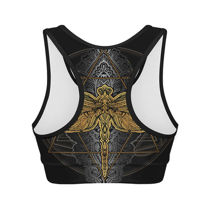 Boho Spiritual Dragonfly Print Women's Sports Bra