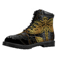 Boho Spiritual Dragonfly Print Padded Collar Lace Up Boots