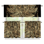 Boho Spiritual Lotus Print 3 Piece Kitchen Curtains