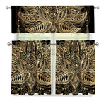 Boho Spiritual Lotus Print 3 Piece Kitchen Curtains