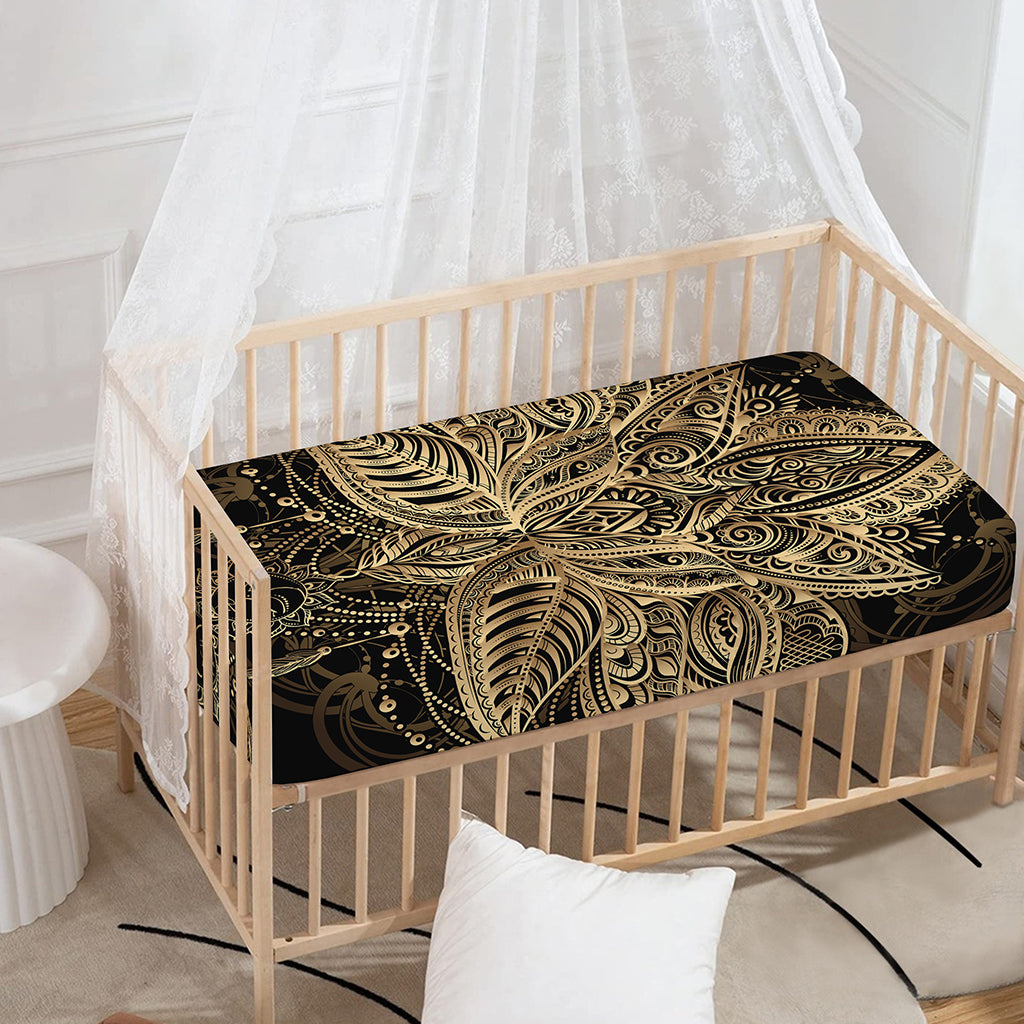 Boho Spiritual Lotus Print Baby Crib Sheet