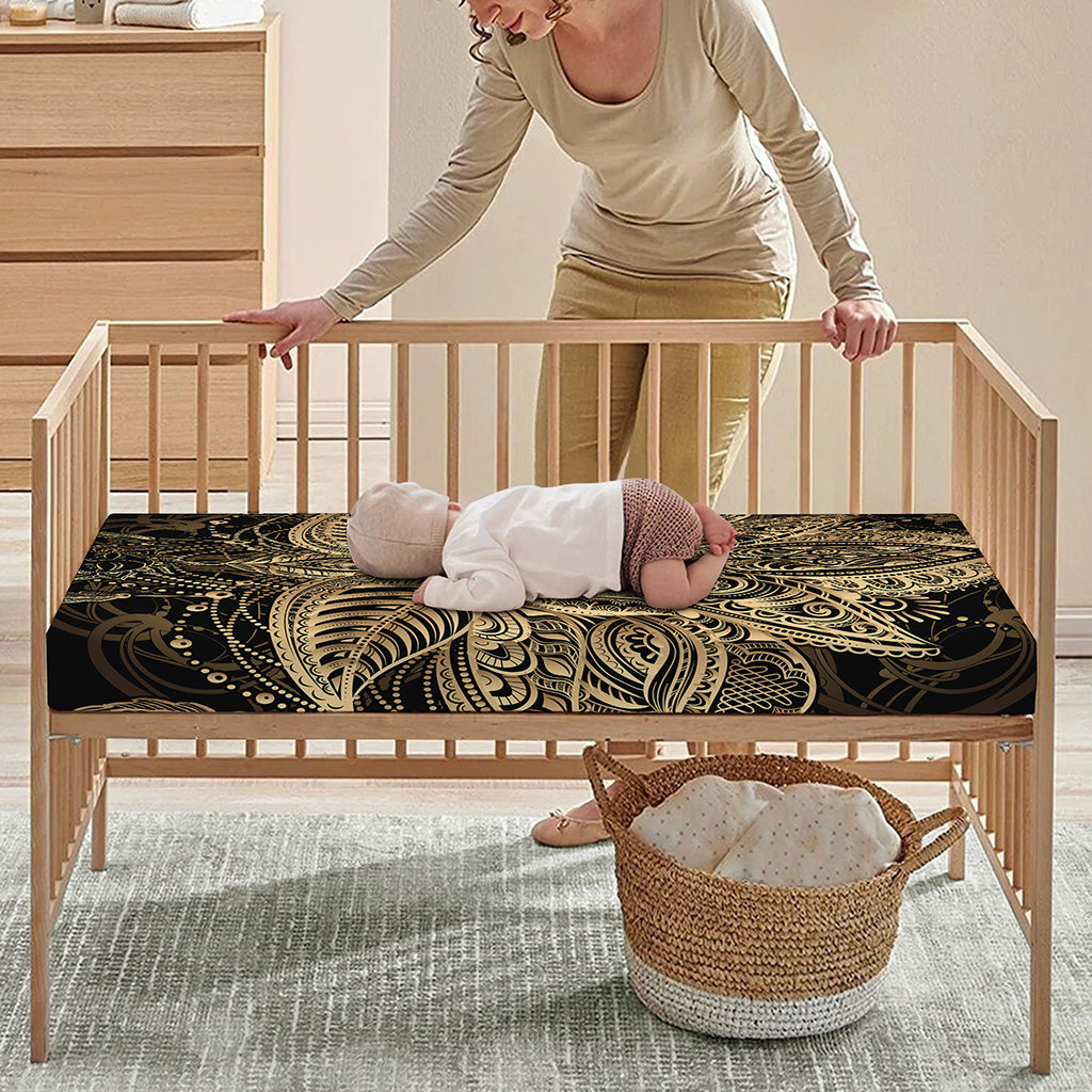 Boho Spiritual Lotus Print Baby Crib Sheet