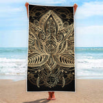 Boho Spiritual Lotus Print Beach Towel