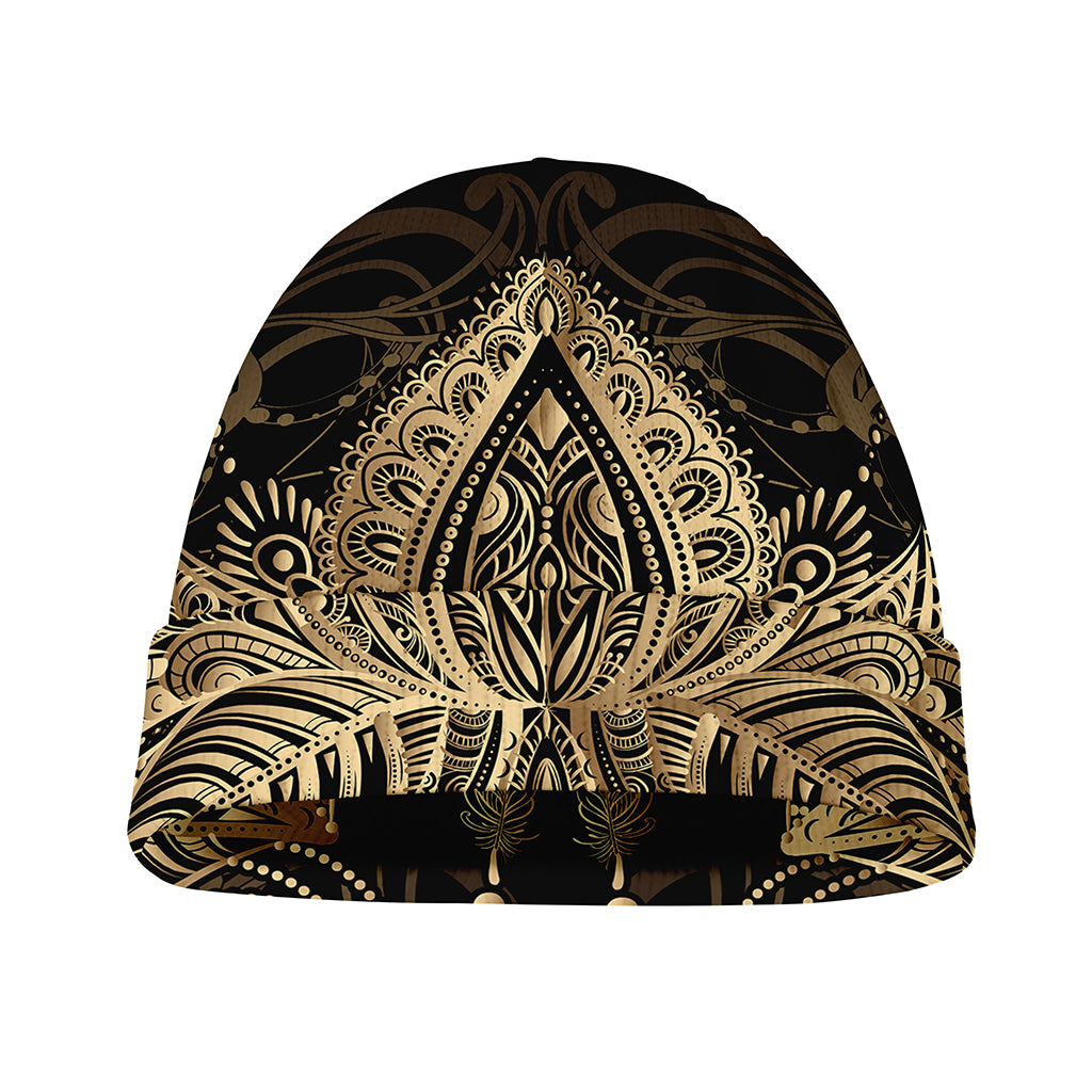 Boho Spiritual Lotus Print Beanie