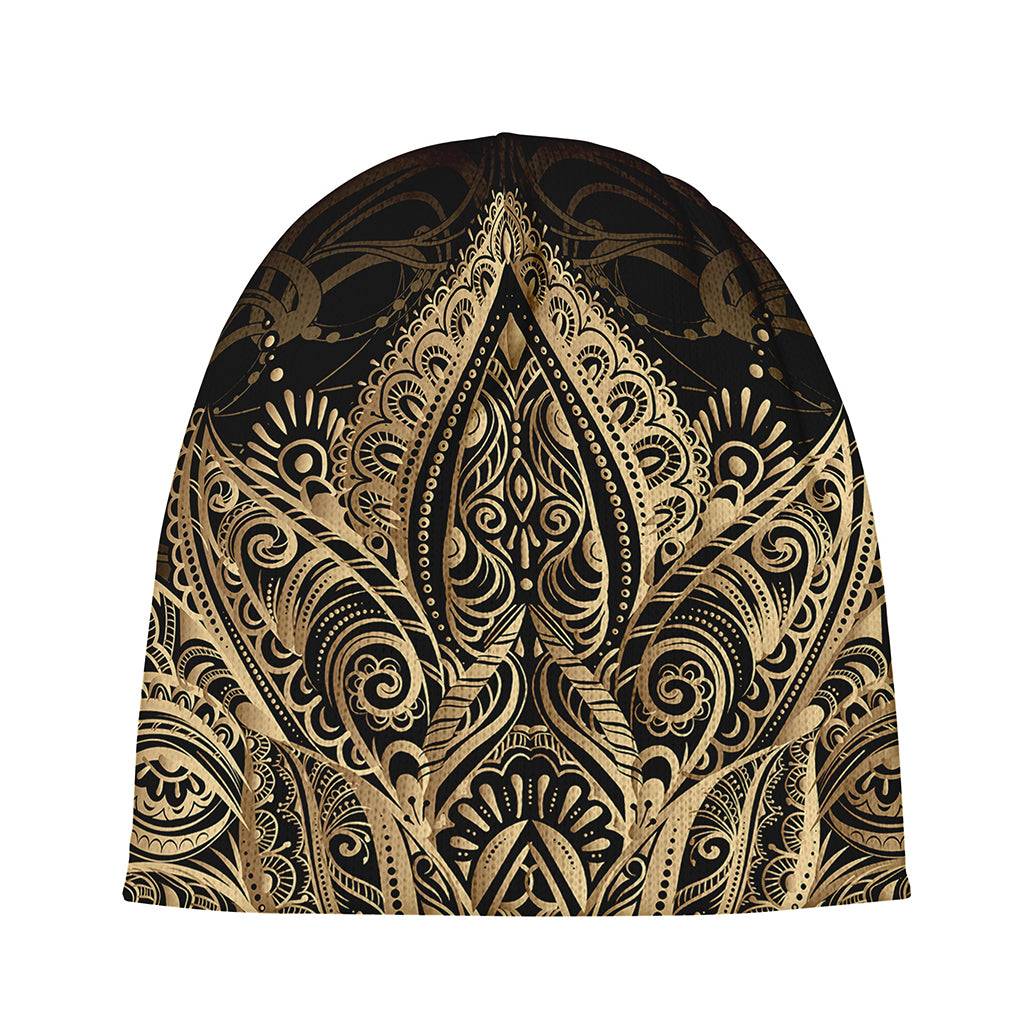 Boho Spiritual Lotus Print Beanie