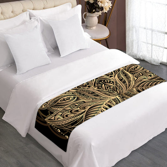 Boho Spiritual Lotus Print Bed Runner