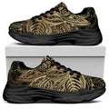 Boho Spiritual Lotus Print Black Chunky Shoes