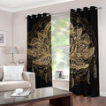 Boho Spiritual Lotus Print Dimout Grommet Curtains