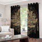 Boho Spiritual Lotus Print Blackout Grommet Curtains