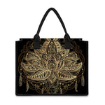 Boho Spiritual Lotus Print Canvas Tote Bag