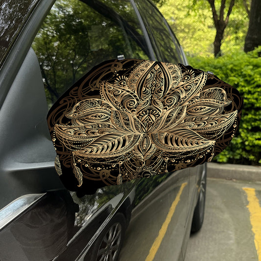 Boho Spiritual Lotus Print Car Side Mirror Covers