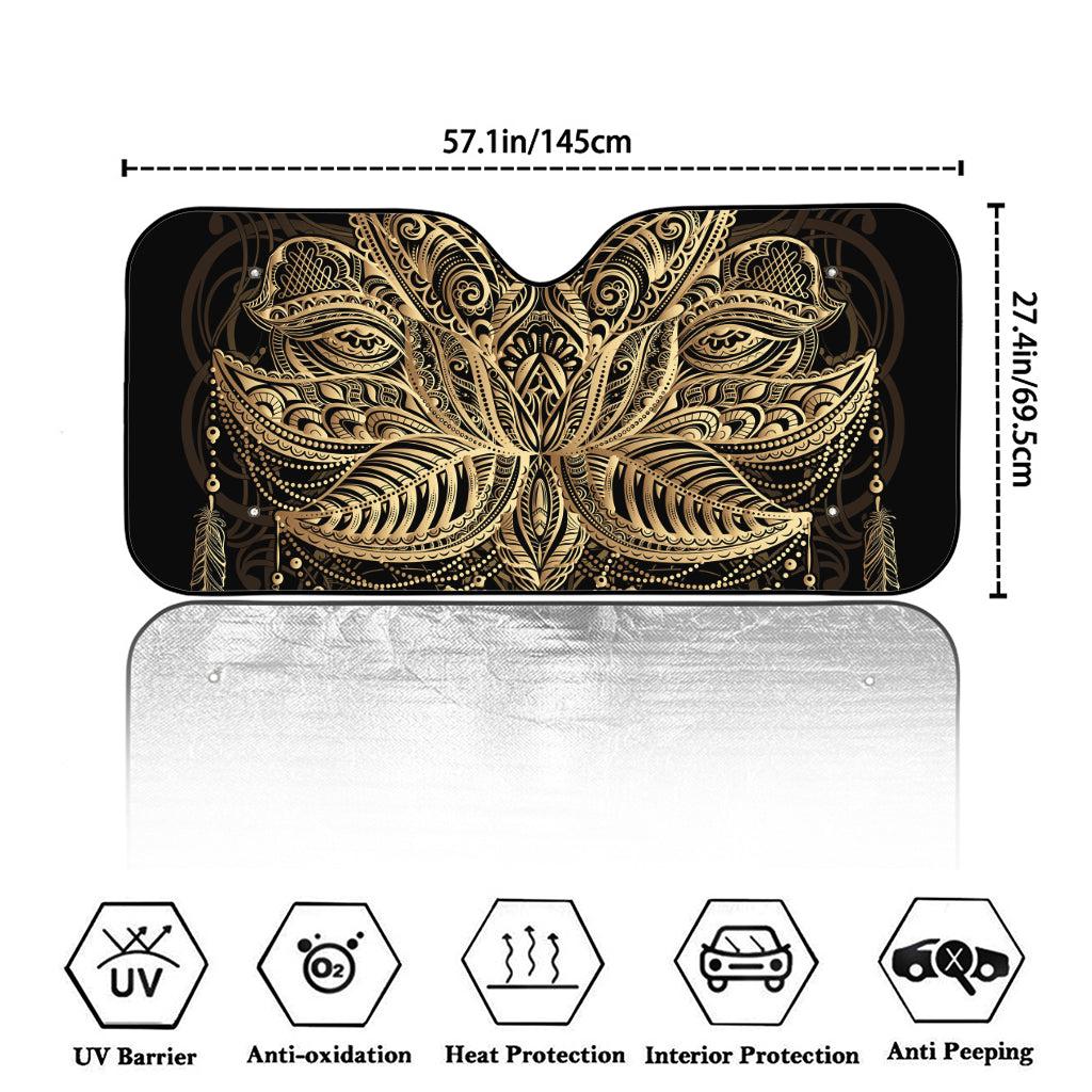 Boho Spiritual Lotus Print Car Windshield Sun Shade