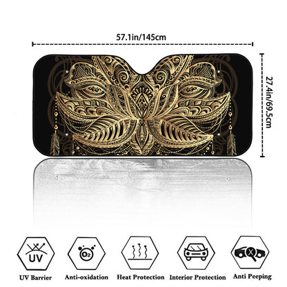 Boho Spiritual Lotus Print Car Windshield Sun Shade