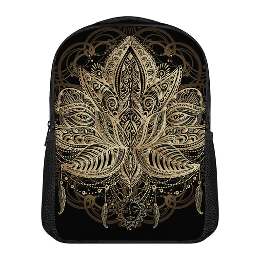 Boho Spiritual Lotus Print Casual Backpack