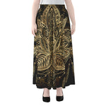 Boho Spiritual Lotus Print Chiffon Maxi Skirt