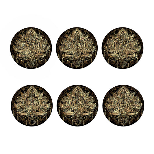 Boho Spiritual Lotus Print Coaster Set