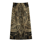 Boho Spiritual Lotus Print Cotton Front Slit Maxi Skirt