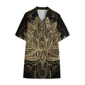 Boho Spiritual Lotus Print Cotton Hawaiian Shirt