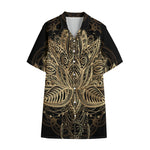 Boho Spiritual Lotus Print Cotton Hawaiian Shirt