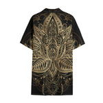 Boho Spiritual Lotus Print Cotton Hawaiian Shirt