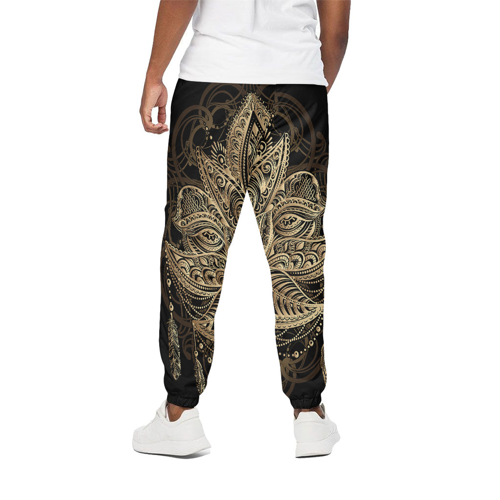 Boho Spiritual Lotus Print Cotton Pants