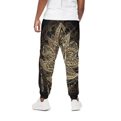 Boho Spiritual Lotus Print Cotton Pants
