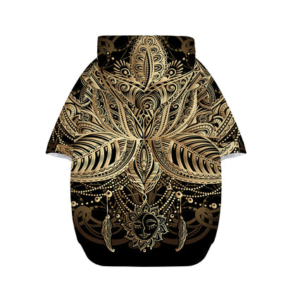Boho Spiritual Lotus Print Dog Zip Up Hoodie