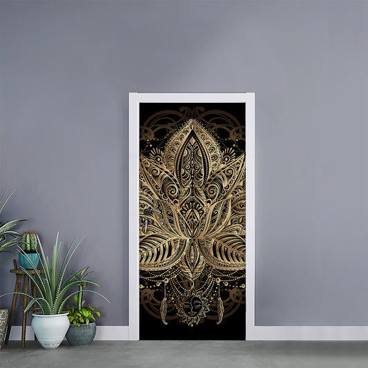 Boho Spiritual Lotus Print Door Sticker