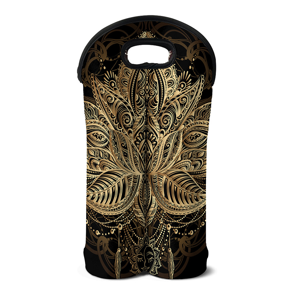 Boho Spiritual Lotus Print Double Neoprene Wine Tote