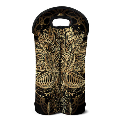 Boho Spiritual Lotus Print Double Neoprene Wine Tote