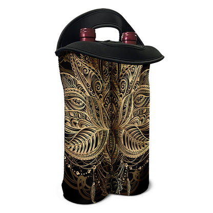 Boho Spiritual Lotus Print Double Neoprene Wine Tote