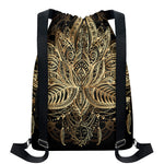 Boho Spiritual Lotus Print Drawstring Backpack