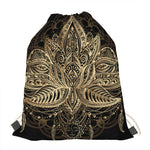 Boho Spiritual Lotus Print Drawstring Bag