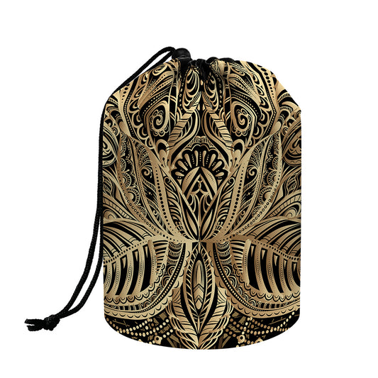 Boho Spiritual Lotus Print Drawstring Makeup Bag