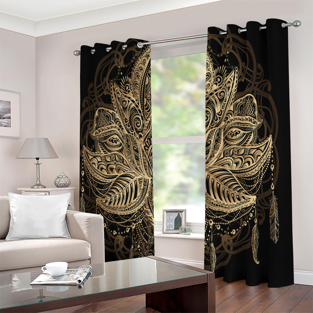 Boho Spiritual Lotus Print Extra Wide Grommet Curtains