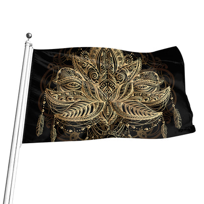 Boho Spiritual Lotus Print Flag