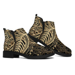 Boho Spiritual Lotus Print Flat Ankle Boots