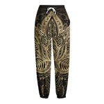 Boho Spiritual Lotus Print Fleece Lined Knit Pants
