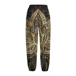 Boho Spiritual Lotus Print Fleece Lined Knit Pants
